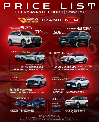 Pricelist Harga Chery tambora 2025